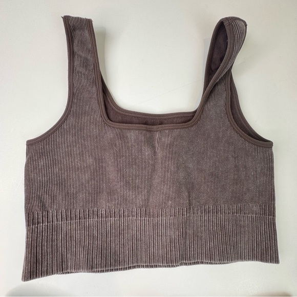 Joylab SET mocha brown ribbed Shorts and sports Bra - Picture 11 of 11